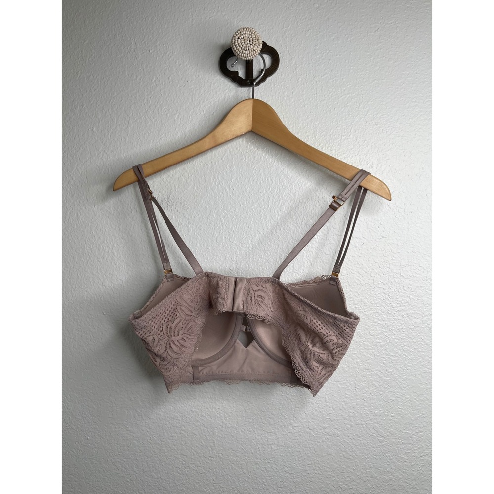 Aerie‎ Womens 36C Dusty Rose Lace Longline Plunge Bra with Keyhole Detail - Picture 7 of 7